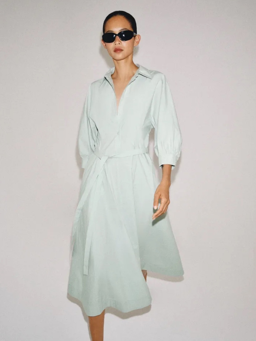Zara NWT ZW Collection shirt dress faded blue 4786/161